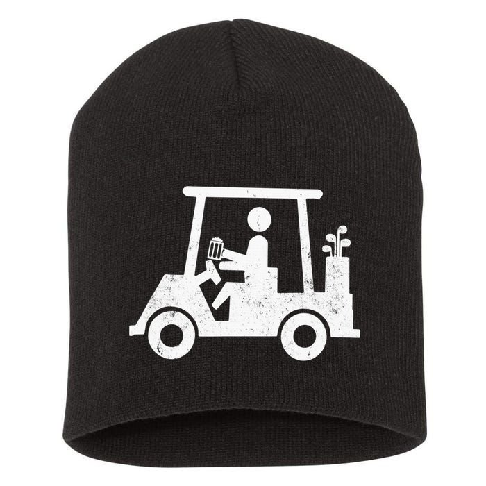 Funny Skeleton Golfer Holding A Beer in Golf Cart Short Acrylic Beanie