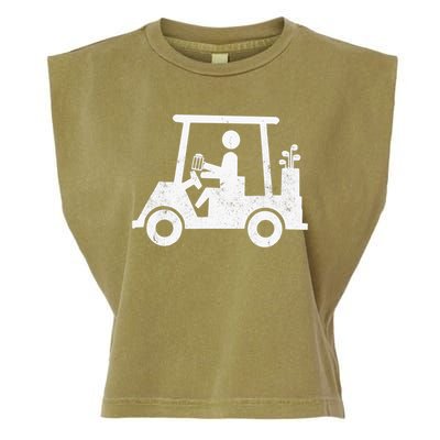 Funny Skeleton Golfer Holding A Beer in Golf Cart Garment-Dyed Women's Muscle Tee