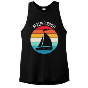 Funny Sailing Gift For Sailors Feeling Nauti Boat Sunset Ladies PosiCharge Tri-Blend Wicking Tank