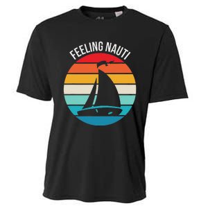 Funny Sailing Gift For Sailors Feeling Nauti Boat Sunset Cooling Performance Crew T-Shirt