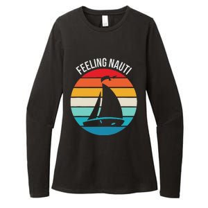 Funny Sailing Gift For Sailors Feeling Nauti Boat Sunset Womens CVC Long Sleeve Shirt