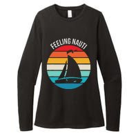 Funny Sailing Gift For Sailors Feeling Nauti Boat Sunset Womens CVC Long Sleeve Shirt