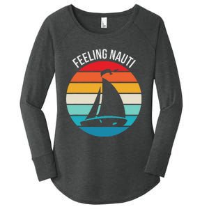 Funny Sailing Gift For Sailors Feeling Nauti Boat Sunset Women's Perfect Tri Tunic Long Sleeve Shirt