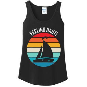 Funny Sailing Gift For Sailors Feeling Nauti Boat Sunset Ladies Essential Tank