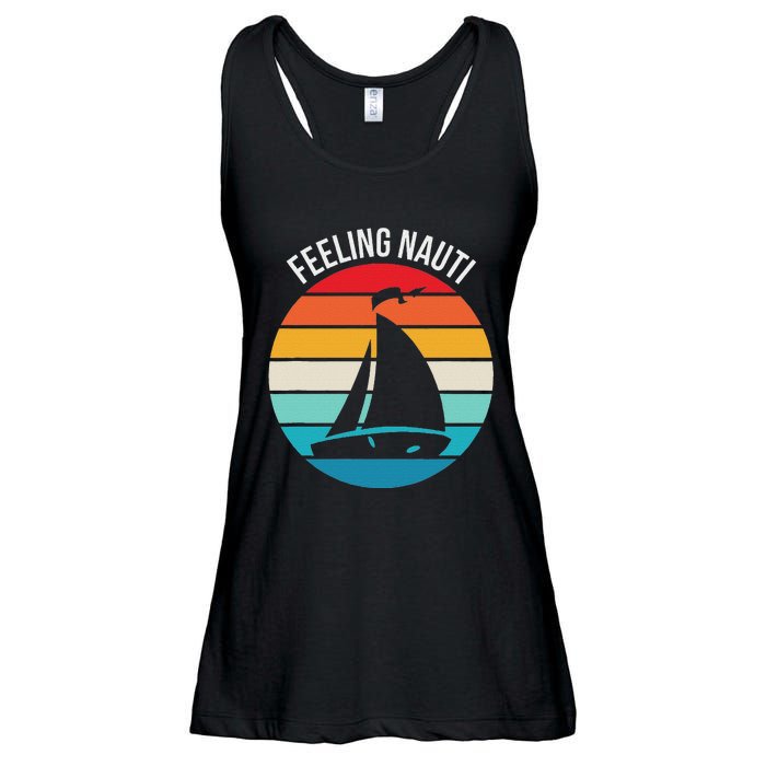 Funny Sailing Gift For Sailors Feeling Nauti Boat Sunset Ladies Essential Flowy Tank