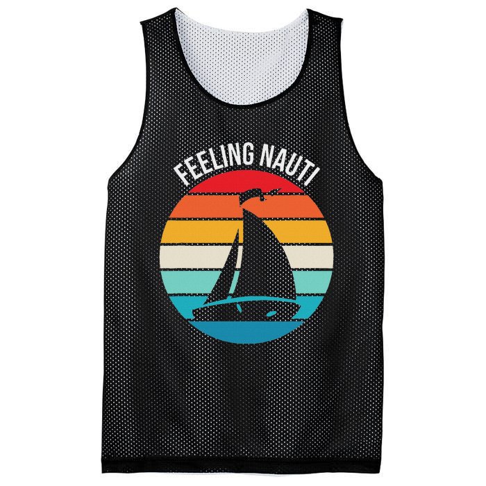 Funny Sailing Gift For Sailors Feeling Nauti Boat Sunset Mesh Reversible Basketball Jersey Tank