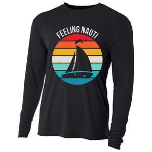 Funny Sailing Gift For Sailors Feeling Nauti Boat Sunset Cooling Performance Long Sleeve Crew