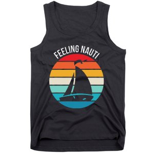 Funny Sailing Gift For Sailors Feeling Nauti Boat Sunset Tank Top