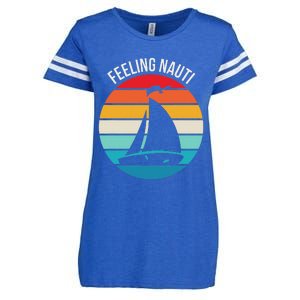 Funny Sailing Gift For Sailors Feeling Nauti Boat Sunset Enza Ladies Jersey Football T-Shirt