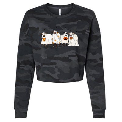 Funny S.H.E.E.P Ghost Cows Halloween Cute Cropped Pullover Crew