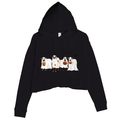 Funny S.H.E.E.P Ghost Cows Halloween Cute Crop Fleece Hoodie