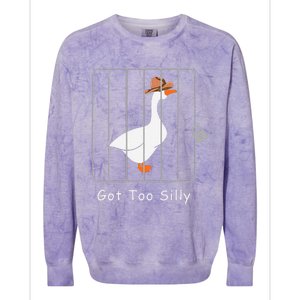 Funny Silly Goose Lover Mugshot Meme Got Too Silly Gift Colorblast Crewneck Sweatshirt