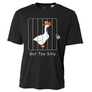 Funny Silly Goose Lover Mugshot Meme Got Too Silly Gift Cooling Performance Crew T-Shirt