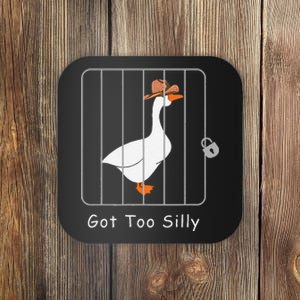 Funny Silly Goose Lover Mugshot Meme Got Too Silly Gift Coaster