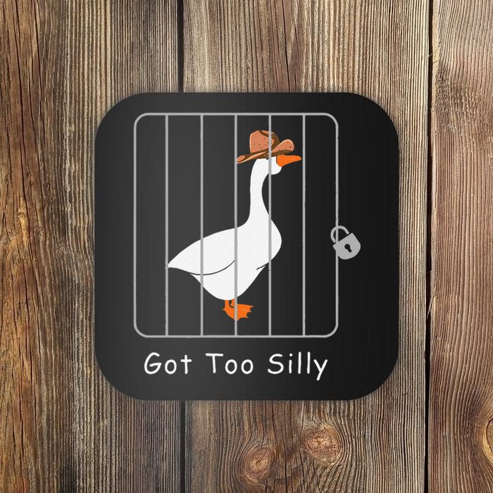 Funny Silly Goose Lover Mugshot Meme Got Too Silly Gift Coaster