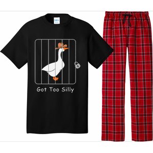 Funny Silly Goose Lover Mugshot Meme Got Too Silly Gift Pajama Set