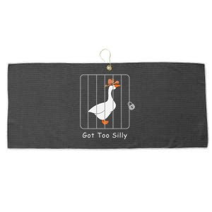 Funny Silly Goose Lover Mugshot Meme Got Too Silly Gift Large Microfiber Waffle Golf Towel