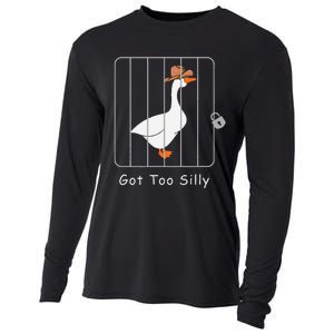 Funny Silly Goose Lover Mugshot Meme Got Too Silly Gift Cooling Performance Long Sleeve Crew