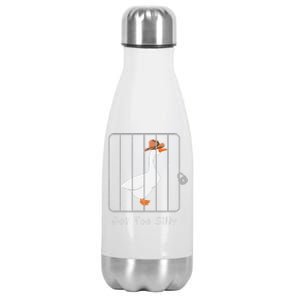 Funny Silly Goose Lover Mugshot Meme Got Too Silly Gift Stainless Steel Insulated Water Bottle