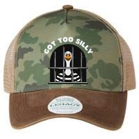 Funny Silly Goose Got Too Silly Goose In Jail Net Trapped Legacy Tie Dye Trucker Hat