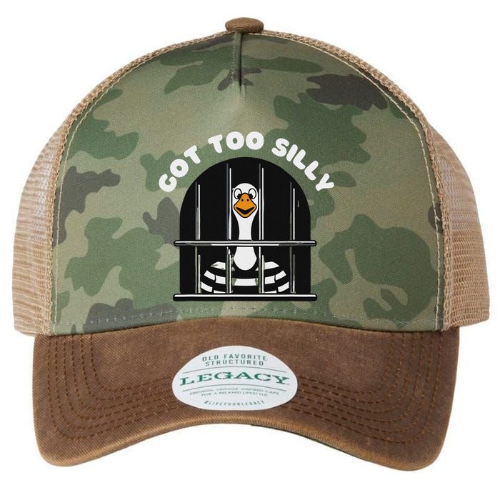Funny Silly Goose Got Too Silly Goose In Jail Net Trapped Legacy Tie Dye Trucker Hat