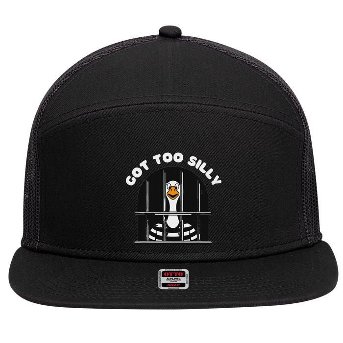 Funny Silly Goose Got Too Silly Goose In Jail Net Trapped 7 Panel Mesh Trucker Snapback Hat