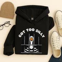 Funny Silly Goose Got Too Silly Goose In Jail Net Trapped Hoodie