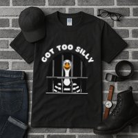 Funny Silly Goose Got Too Silly Goose In Jail Net Trapped Tall T-Shirt