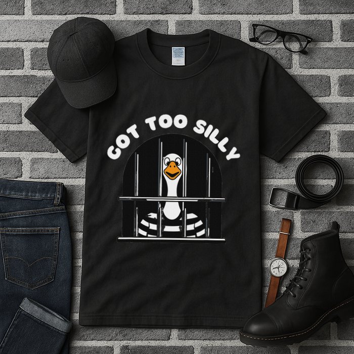 Funny Silly Goose Got Too Silly Goose In Jail Net Trapped Tall T-Shirt