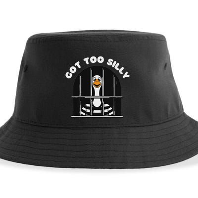 Funny Silly Goose Got Too Silly Goose In Jail Net Trapped Sustainable Bucket Hat