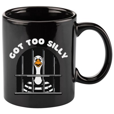 Funny Silly Goose Got Too Silly Goose In Jail Net Trapped 11oz C Handle Ceramic Mug