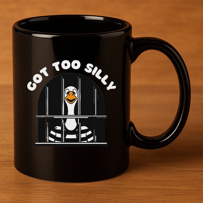 Funny Silly Goose Got Too Silly Goose In Jail Net Trapped 11oz C Handle Ceramic Mug