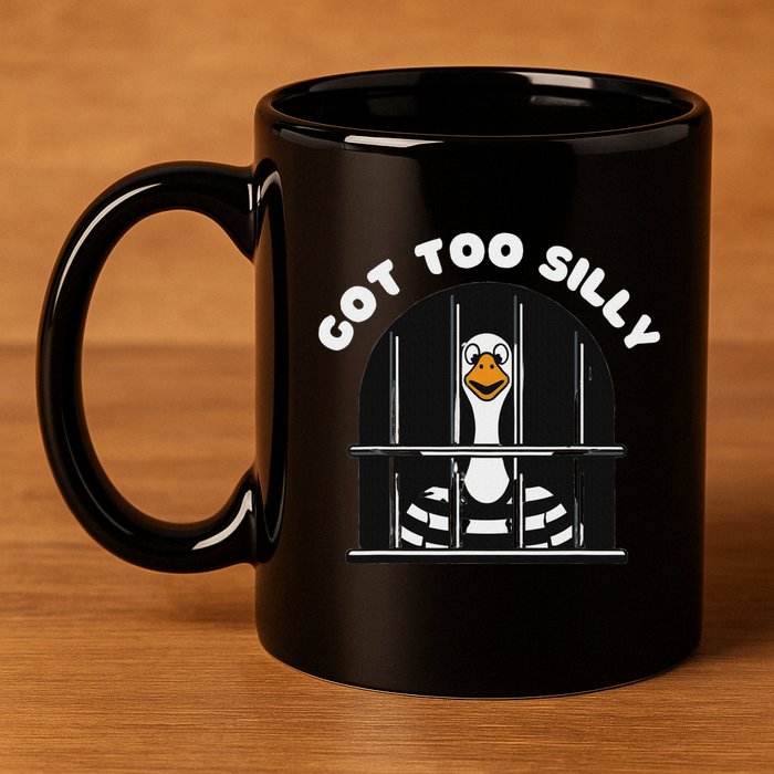 Funny Silly Goose Got Too Silly Goose In Jail Net Trapped 11oz C Handle Ceramic Mug