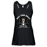 Funny Silly Goose Got Too Silly Goose In Jail Net Trapped Ladies Essential Flowy Tank