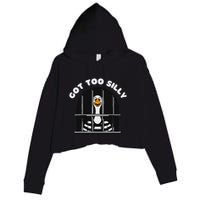 Funny Silly Goose Got Too Silly Goose In Jail Net Trapped Crop Fleece Hoodie