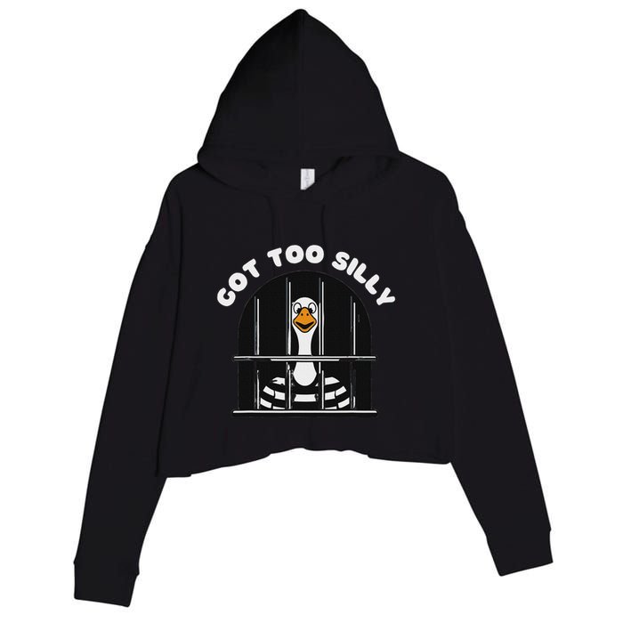 Funny Silly Goose Got Too Silly Goose In Jail Net Trapped Crop Fleece Hoodie