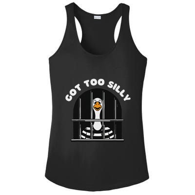 Funny Silly Goose Got Too Silly Goose In Jail Net Trapped Ladies PosiCharge Competitor Racerback Tank