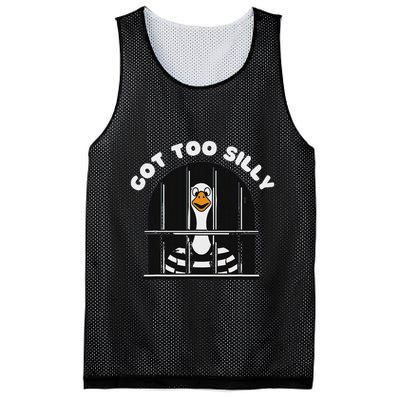 Funny Silly Goose Got Too Silly Goose In Jail Net Trapped Mesh Reversible Basketball Jersey Tank
