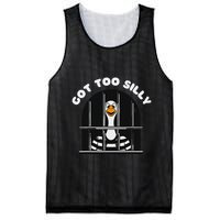 Funny Silly Goose Got Too Silly Goose In Jail Net Trapped Mesh Reversible Basketball Jersey Tank