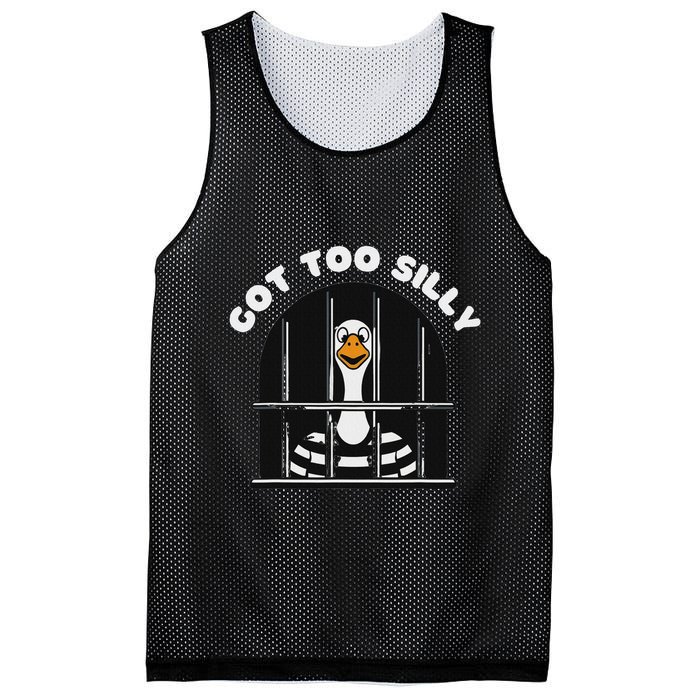 Funny Silly Goose Got Too Silly Goose In Jail Net Trapped Mesh Reversible Basketball Jersey Tank