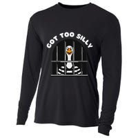Funny Silly Goose Got Too Silly Goose In Jail Net Trapped Cooling Performance Long Sleeve Crew
