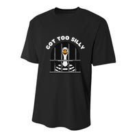Funny Silly Goose Got Too Silly Goose In Jail Net Trapped Youth Performance Sprint T-Shirt
