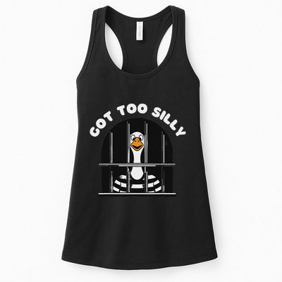 Funny Silly Goose Got Too Silly Goose In Jail Net Trapped Womens Tank Top