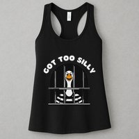 Funny Silly Goose Got Too Silly Goose In Jail Net Trapped Womens Tank Top