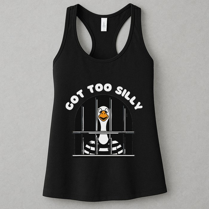 Funny Silly Goose Got Too Silly Goose In Jail Net Trapped Womens Tank Top