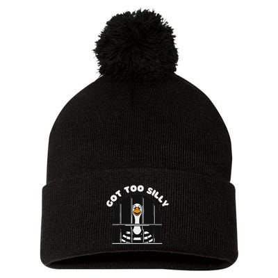 Funny Silly Goose Got Too Silly Goose In Jail Net Trapped Pom Pom 12in Knit Beanie