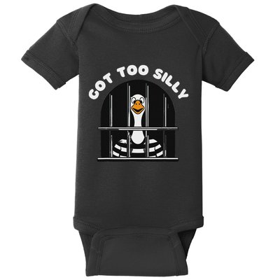 Funny Silly Goose Got Too Silly Goose In Jail Net Trapped Baby Bodysuit