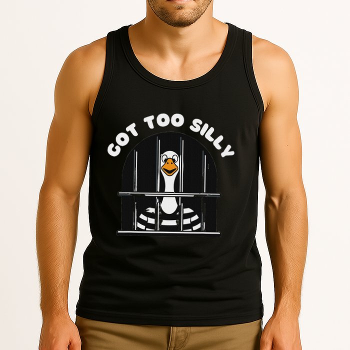Funny Silly Goose Got Too Silly Goose In Jail Net Trapped Tank Top