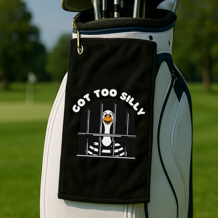 Funny Silly Goose Got Too Silly Goose In Jail Net Trapped Golf Towel