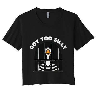 Funny Silly Goose Got Too Silly Goose In Jail Net Trapped Crop Top